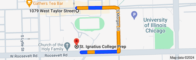 Map from 1079 W Taylor St to St. Ignatius College Prep